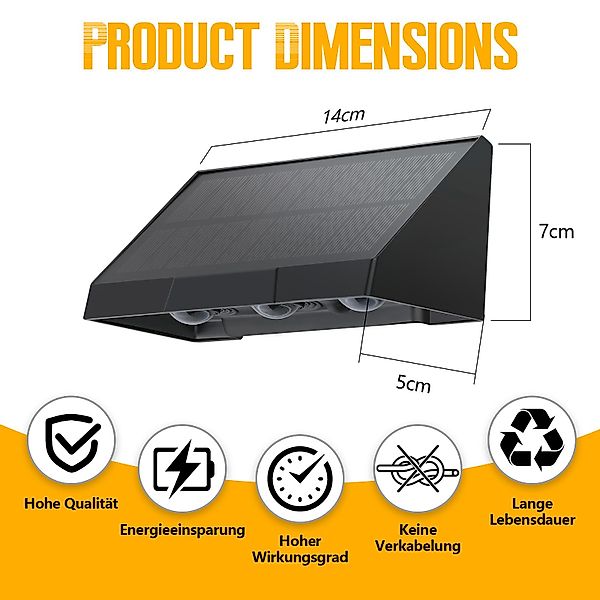 ZMH Außen-Wandleuchte 1/2/4ER Solarlampe 3000K 2 günstig online kaufen