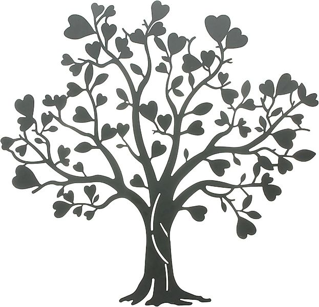Dekoleidenschaft Metallbild "Herzbaum" Wandbild aus Metall, mattschwarz, 50 günstig online kaufen
