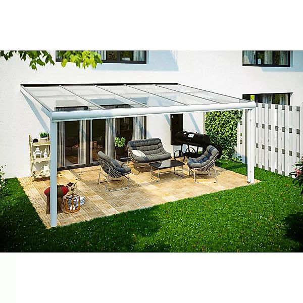 Skan Holz Terrassenüberdachung Modena 541 x 357 cm Aluminium Weiß günstig online kaufen
