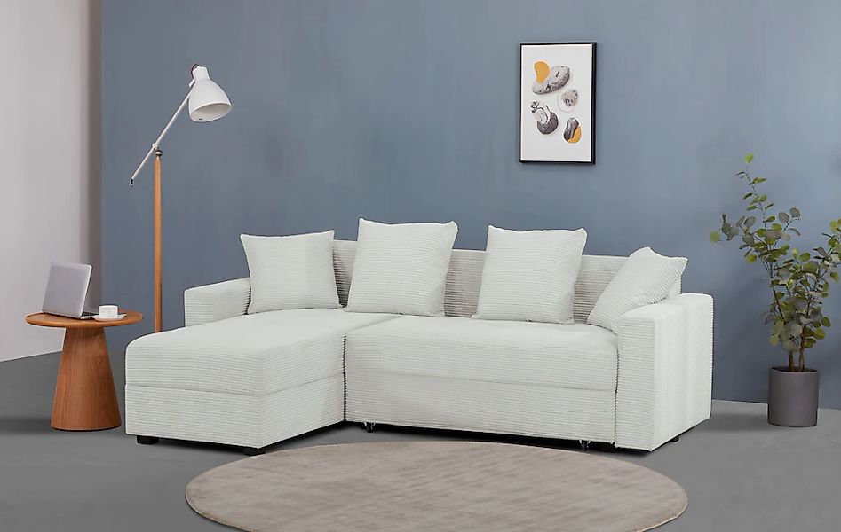 Ecksofa "KILLAM, 217 cm, L-Form, mit Schlaffunktion u. Bettkasten" Schlaffu günstig online kaufen