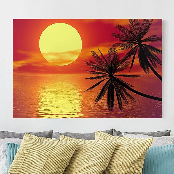 Leinwandbild Sonnenuntergang - Querformat Karibischer Sonnenuntergang günstig online kaufen