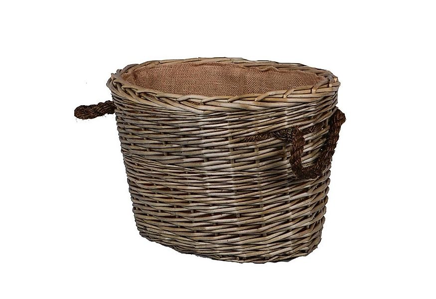 UNUS HOME Kaminholzkorb Korb oval gefüttert mit Seilgriffe grau (1 St) günstig online kaufen