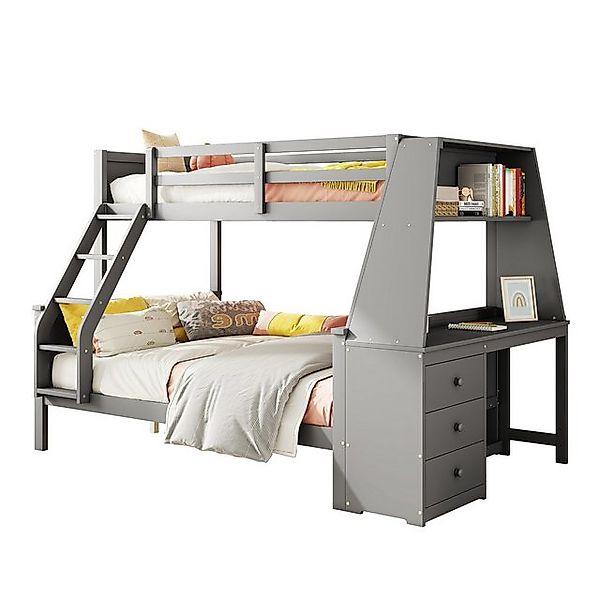 Flieks Etagenbett, Holzbett Kinderbett 90x200cm/140x200cm mit Schreibtisch günstig online kaufen