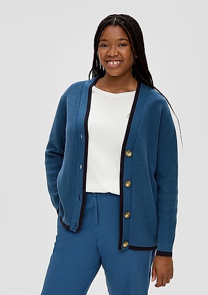 TRIANGLE Poncho Strickjacke mit Rippstruktur Kontrast-Details günstig online kaufen