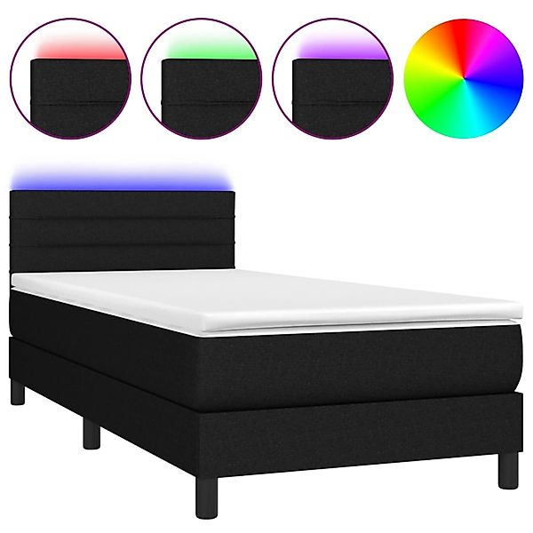 vidaXL Boxspringbett mit Matratze & LED Schwarz 90x190 cm Stoff 3133199 günstig online kaufen