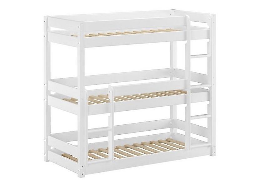 ERST-HOLZ Etagenbett Schmales Etagenbett 3 Personen Kiefer Weiß 80 x 200 günstig online kaufen