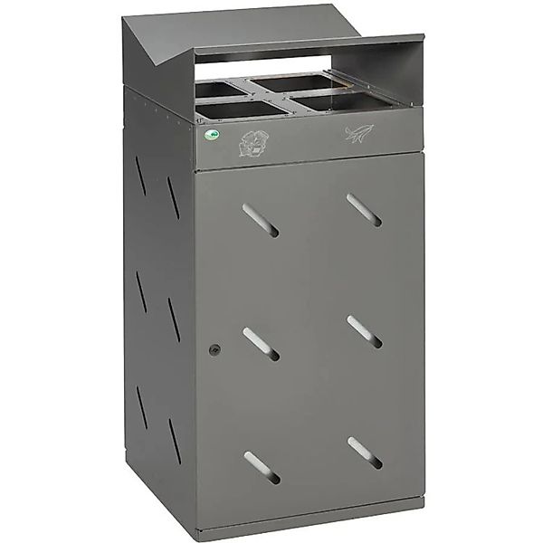 PROREGAL Robuste Wertstoffsammlstation 4 Fach Einwurf 200 Liter HxBxT 118,5 günstig online kaufen