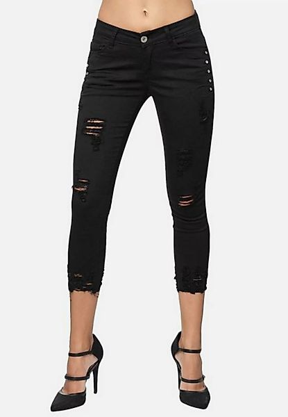 Egomaxx Skinny-fit-Jeans Skinny Denim Jeans Hosen mit Glitzer und cropped D günstig online kaufen