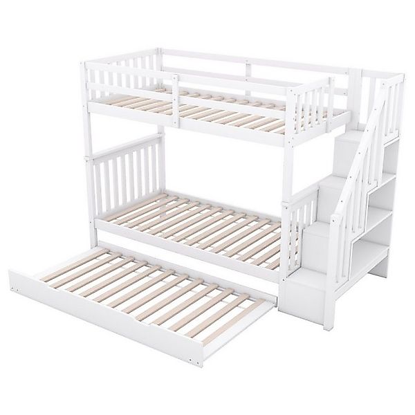 Gotagee Kinderbett Modern Etagenbett Treppenregal ausgestattet mit Rollbett günstig online kaufen