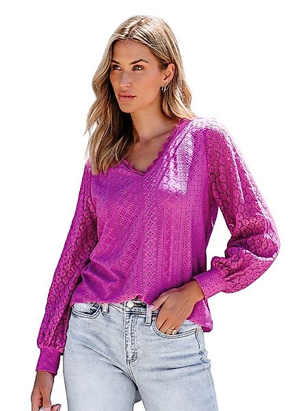 Cupshe Blusentop Langarm Top mit Spitze günstig online kaufen