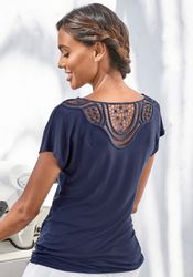 Vivance Kurzarmshirt "mit Häkelspitze am Rücken" aus weichem Viskose-Stretc günstig online kaufen