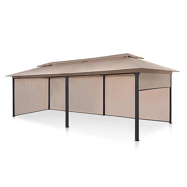 Blumfeldt Grandezza Cortina Gartenpavillon 3x6 m 4 Seitenteile Helles Taupe günstig online kaufen