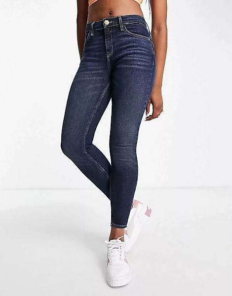 River Island – Amelie – Enge Jeans in Rauchblau mit mittelhohem Bund günstig online kaufen