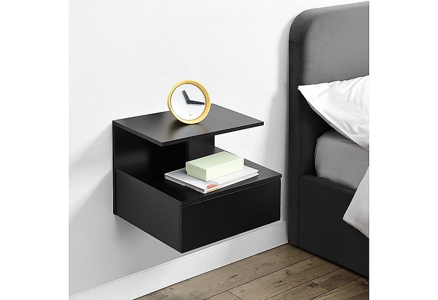 en.casa Wandboard, »Amberg« Nachttisch hängend 40x35x31 cm Schwarz günstig online kaufen