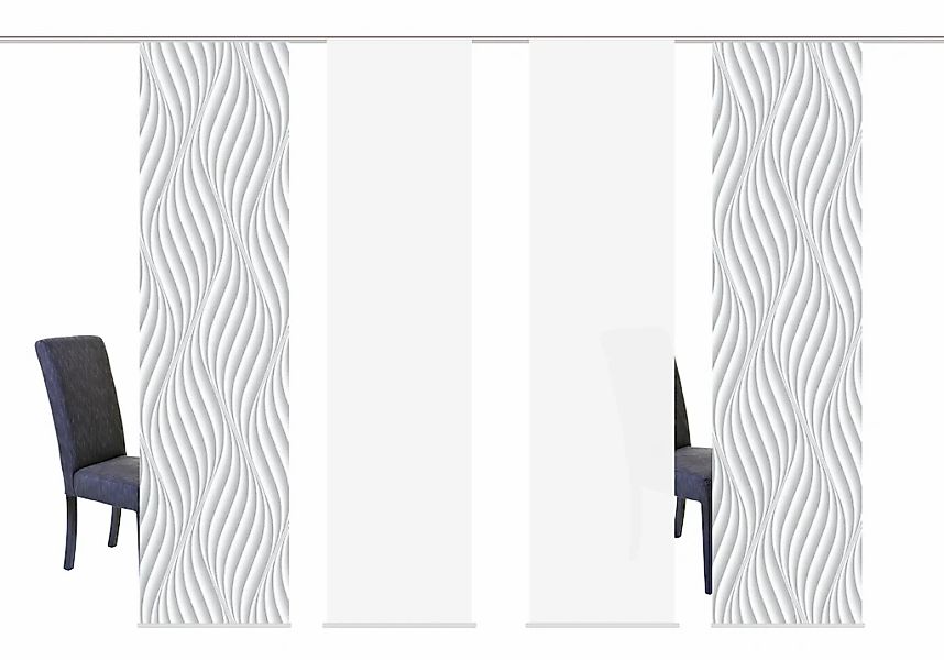 HOME WOHNIDEEN Schiebegardine "WAVES" Klettband 4 Stk. tlg. HxB: 245x60, in günstig online kaufen