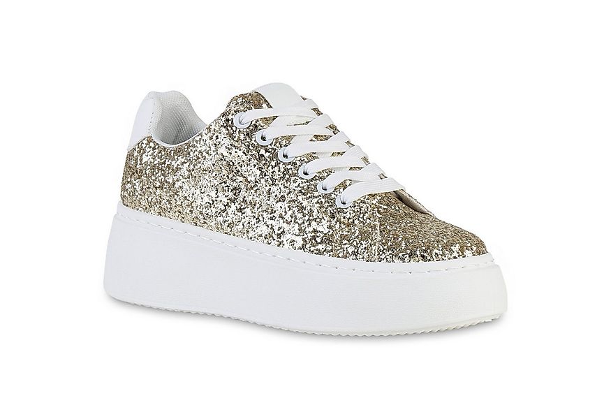 VAN HILL 840510 Plateausneaker Damen Plateau Sneaker Keilabsatz Schnürer Gl günstig online kaufen