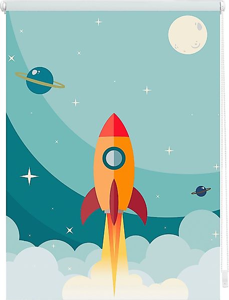 Seitenzugrollo Klemmfix Digital Rakete, LICHTBLICK ORIGINAL, günstig online kaufen