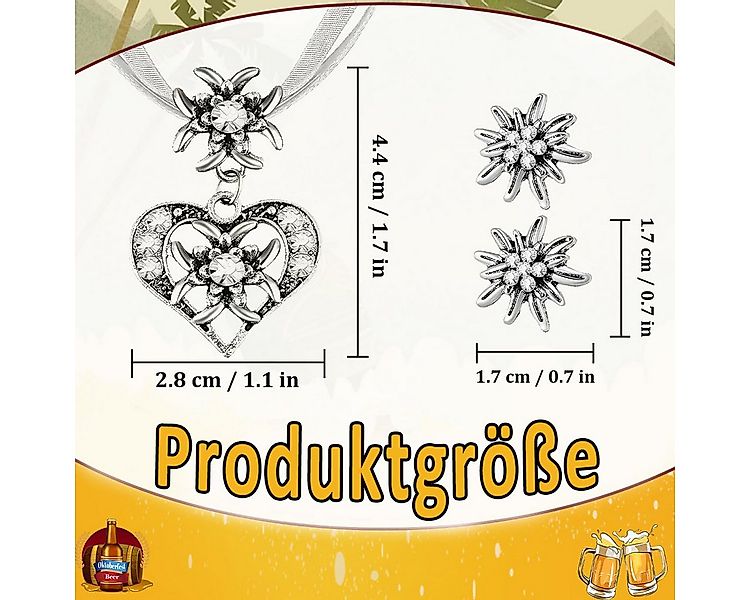 Coonoor Schmuckset Damen Oktoberfest Schmuckset, Edelweiß Anhänger mit Ohrr günstig online kaufen