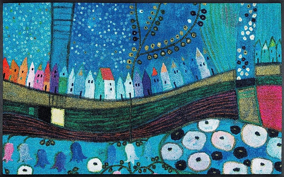 wash+dry by Kleen-Tex Fußmatte Stadt in Blau, rechteckig, Höhe: 7 mm, Schmu günstig online kaufen