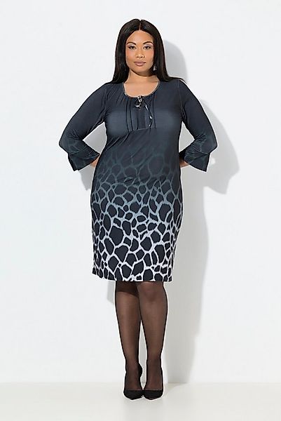 Ulla Popken Minikleid Jerseykleid Animalmuster Tunika-Ausschnitt Langarm günstig online kaufen