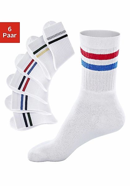 Go in Freizeitsocken Packung, 6 Paar tlg. mit farbigen Streifen günstig online kaufen