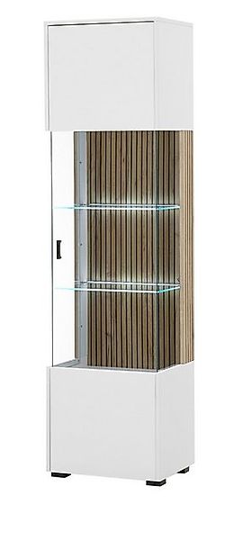 Furn.Design Glasvitrine Merced (Vitrine in weiß mit Eiche, 48 x 180 cm) Sof günstig online kaufen