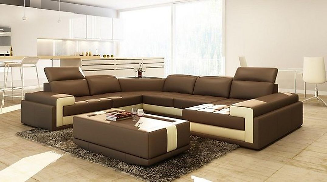 JVmoebel Ecksofa Ledersofa Couch Wohnlandschaft Eck Garnitur Sofa Schwarz, günstig online kaufen