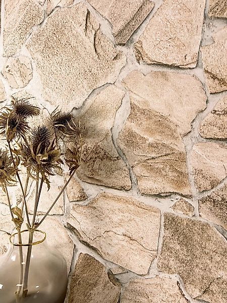 Newroom Vliestapete, Beige Tapete Modern Stein - Steintapete Steinoptik Cre günstig online kaufen