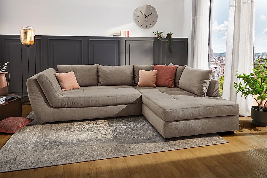 Jockenhöfer Gruppe Ecksofa "Rascasse L-Form, B: 322 cm" mit Zierkissen, XXL günstig online kaufen