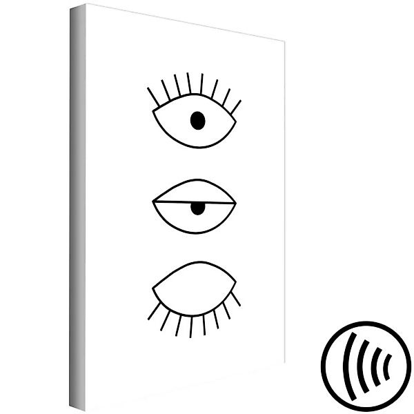 Wandbild Zwinker - minimalistische Grafik mit Augen auf weißem Hintergrund günstig online kaufen