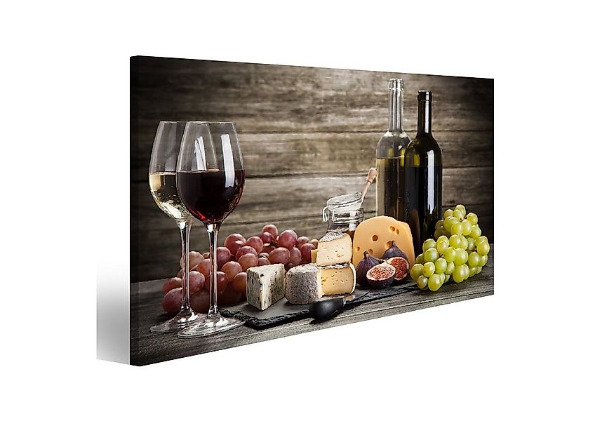 islandburner Leinwandbild Bild auf Leinwand Wein Und Käse Stillleben Wandbi günstig online kaufen
