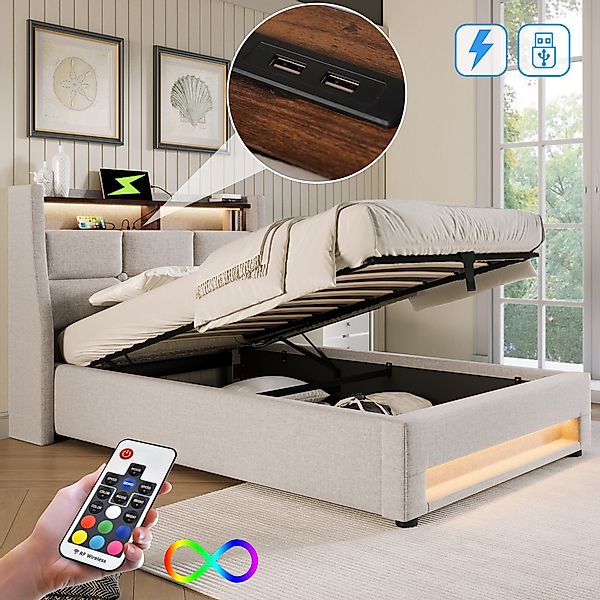 REDOM Polsterbett (Jugendbett mit USB Ladeanschluss), günstig online kaufen