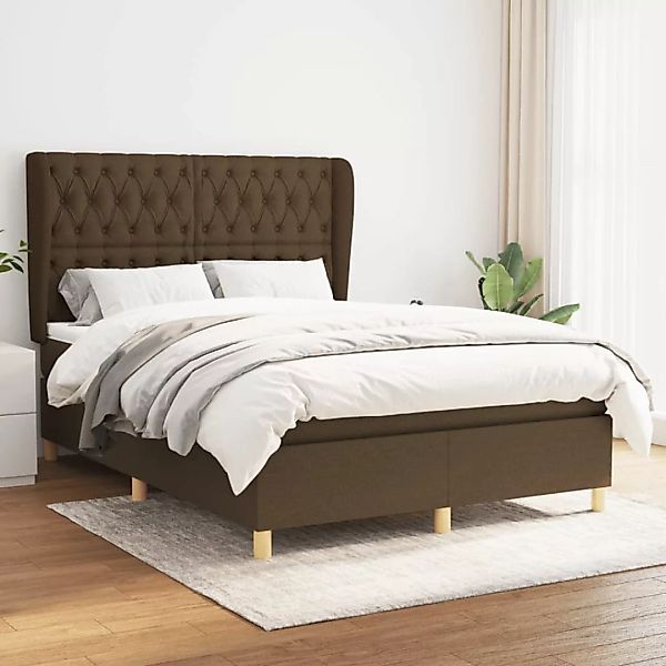 Vidaxl Boxspringbett Mit Matratze Dunkelbraun 140x200 Cm Stoff günstig online kaufen