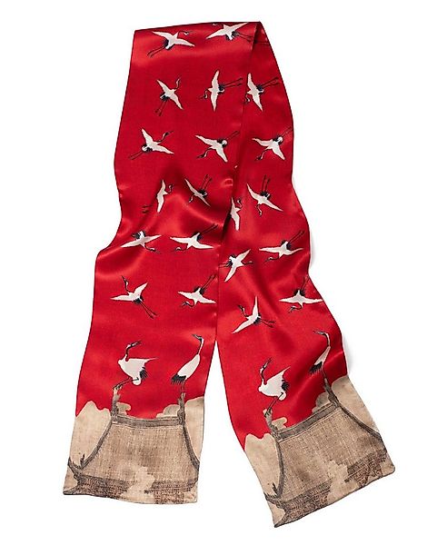 MayTree Seidentuch schmal beidseitig, Kranich rot 16 x 145, Sommerschal, al günstig online kaufen