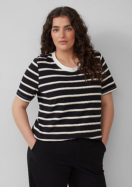 s.Oliver Kurzarmshirt T-Shirt Verkürztes Baumwoll-T-Shirt mit Streifen günstig online kaufen