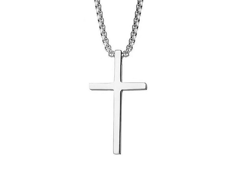 KARMA Kette mit Anhänger Halskette mit Kreuz Silber Herren Edelstahl wasser günstig online kaufen