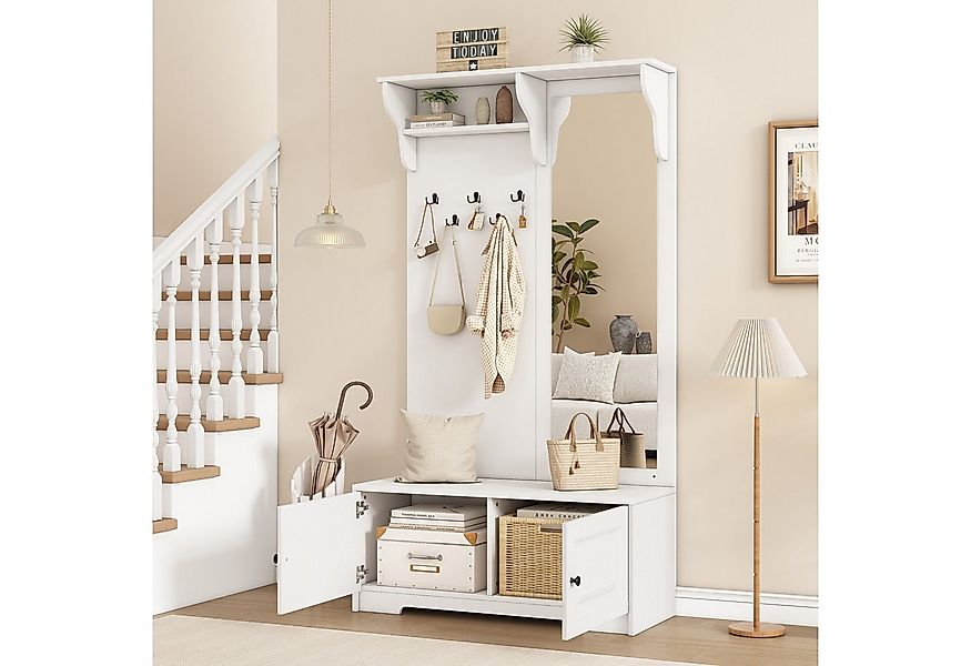 STILVORA Garderoben-Set mit Spiegel,Wandgarderoben Flurgarderoben mit Sitzb günstig online kaufen