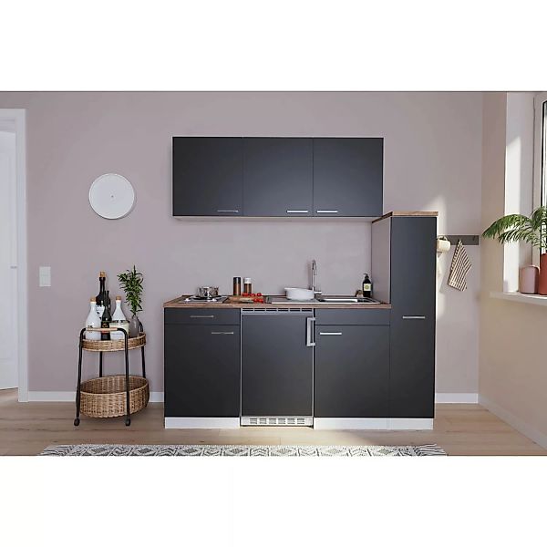 Respekta Küchenzeile KB180WS 180 cm Schwarz-Weiß günstig online kaufen