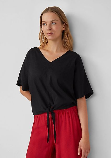 s.Oliver Kurzarmbluse Bluse Verkürzte Leinenmix-Bluse im günstig online kaufen