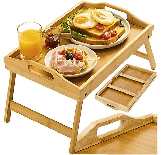Ruhhy Laptoptisch Klappbarer Bambus-Frühstückstisch (Spar-Set, 1-St., 1 Tis günstig online kaufen