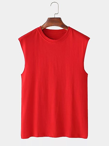 Atmungsaktive einfarbige lässige Tanktops aus 100% Baumwolle für Herren günstig online kaufen