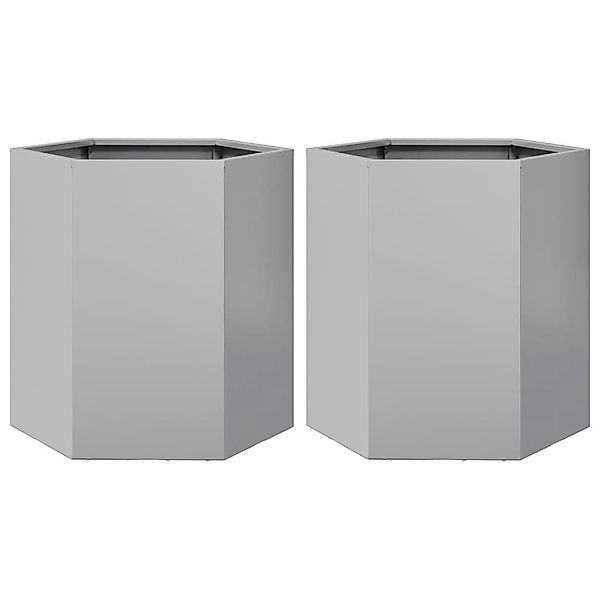 vidaXL Blumentopf Garten-Pflanzgefäße 2Stk.Sechseckig 46x40x45cm Verzinkter günstig online kaufen