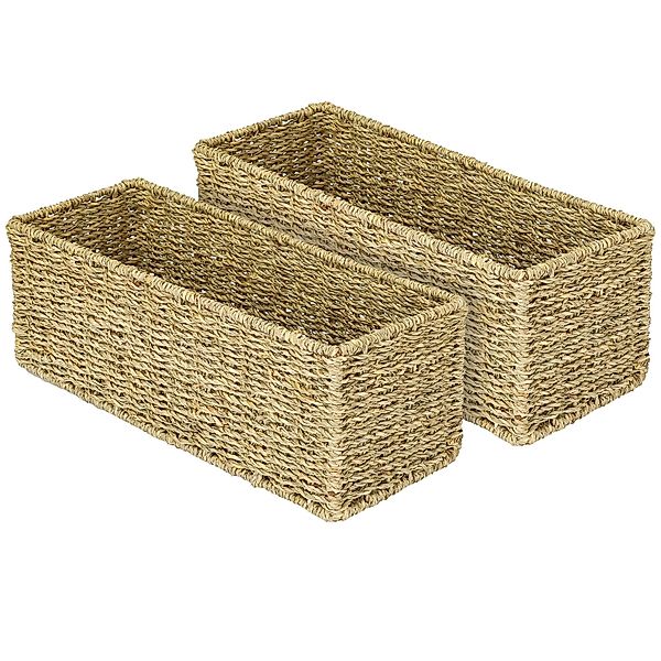 HMF Aufbewahrungskorb Badezimmer Korb Geflochten Seegras 38 x 15 x 14 cm 2e günstig online kaufen