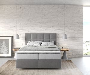DELIFE Boxspringbett Dream-Fine, Mikrofaser Grau 140x200 günstig online kaufen