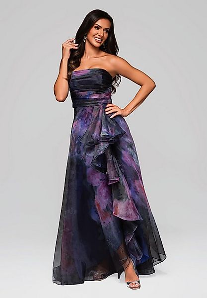 OMBRE Abendkleid Strapless Abendkleid mit Blumenmuster und Volants : Verspi günstig online kaufen
