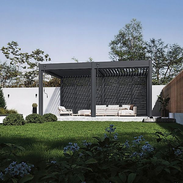 Weide Pavillonseitenteil Horizontale Lamellenwand für Pergola günstig online kaufen