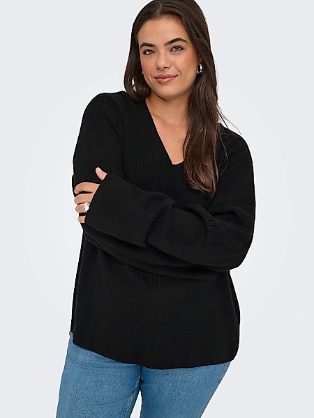 ONLY CARMAKOMA V-Ausschnitt-Pullover "CARIBI LS RIB LOOSE V-NECK CC KNT" günstig online kaufen
