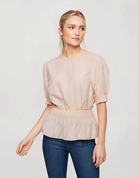 Miss Selfridge – Bluse mit geraffter Taille in Altrosa günstig online kaufen