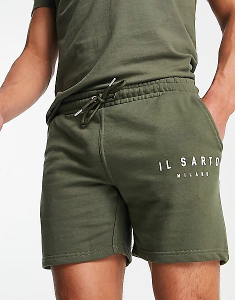 Il Sarto – Jersey-Shorts in Olivgrün, Kombiteil günstig online kaufen
