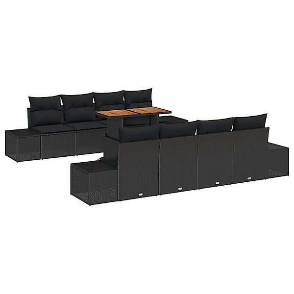 vidaXL Loungesofa 7-teilige Garten Sofa Set mit Kissen schwarzes Poly Ratta günstig online kaufen